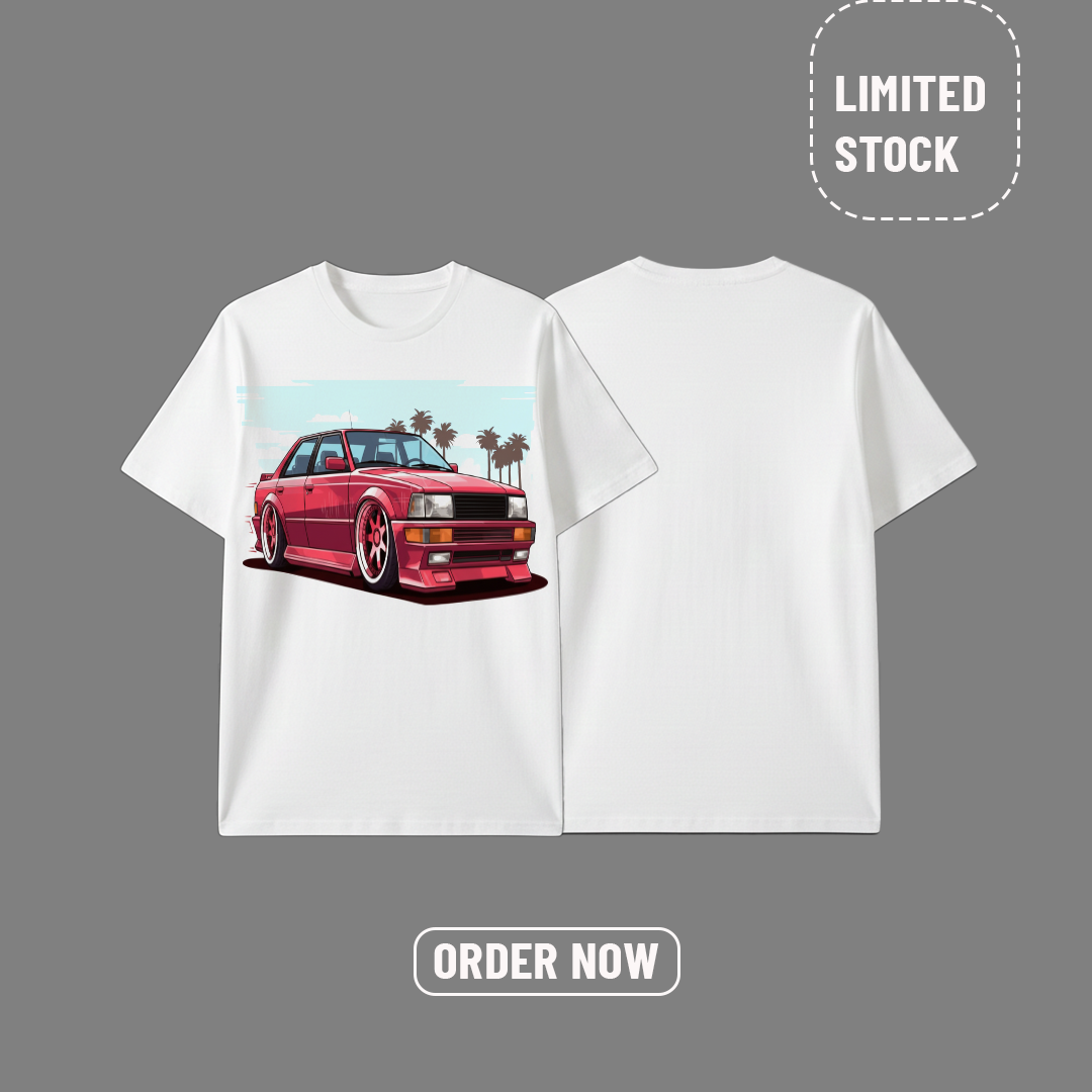 The "Crimson Drift" Retro JDM Tee | Cloud White