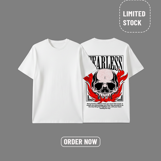 The "Fearless" Flame Graphic Tee | Cloud White