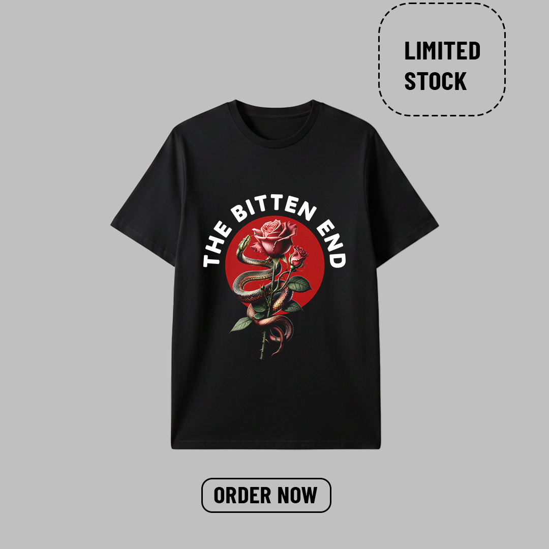 The "Bitten End" Serpent Tee | Midnight Black